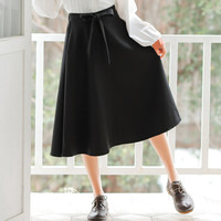 AUDDE 2019春夏季新款女装新品半身裙女简约优雅气质纯色百搭a字半身裙 zx72087-8062 黑色 XL