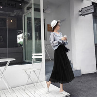 薇图 vitto 女装 2019女装秋春新款韩版高腰修身A字裙格子中长款半身裙 dVT111 黑色 均码