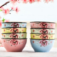 應州東進 日式色釉花瓣利比碗 4.5英寸 8个装