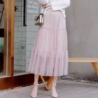 BANDALY 2019春夏季新款女装新品半身裙女韩版圆点洋气双层网纱高腰百搭仙女裙 zx3A25-7317 粉红色 均码