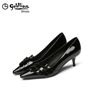 金利来（goldlion）女士时尚尖头细高跟浅口职业工作单鞋69591002901P-黑色-35码