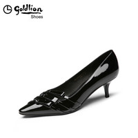 金利来（goldlion）女士时尚尖头细高跟浅口职业工作单鞋69591002901P-黑色-34码