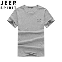 吉普 JEEP 短袖t恤男2019夏季新品纯色基础款短袖上衣夏装打底衫圆领衣服半袖体恤男QM8809 灰色 XL