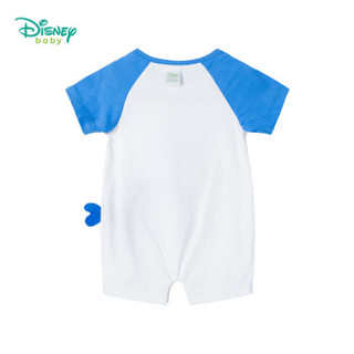 迪士尼（Disney）夏季婴儿衣服卡通印花肩开短袖连体衣宝宝开裆哈衣爬服192L782 深蓝 9个月/身高73cm