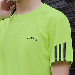 猫人（MiiOW）短袖套装2019夏季新款T恤套装男士短裤休闲运动套装1507-8808荧光绿XL