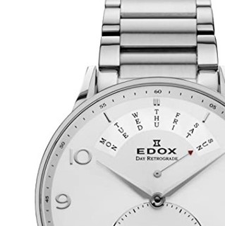 EDOX 依度 Les Vauberts系列 Day Retrograde 34006-3A-ABN 男款计时腕表 41mm 银色 银色 不锈钢