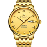 嘉年华(Carnival)手表男士机械表进口机芯大三针双日历防水商务时尚钢带男表