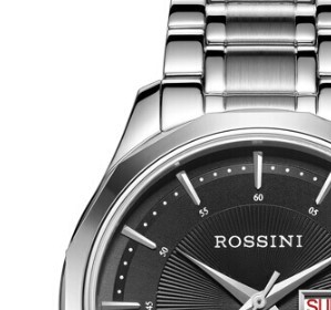 ROSSINI 罗西尼 雅尊商务系列 5777W04B 石英情侣表-男表（黑盘）高配新款 40mm 黑色 银色 不锈钢
