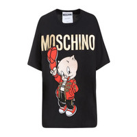 MOSCHINO 莫斯奇诺 限量经典系列生肖款圆领短袖T恤衫 女款 黑色 S码 D1A0779 1040 1555 S