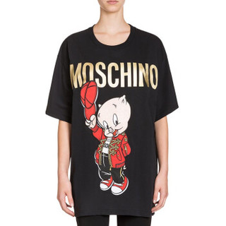 MOSCHINO 莫斯奇诺 限量经典系列生肖款圆领短袖T恤衫 女款 黑色 S码 D1A0779 1040 1555 S