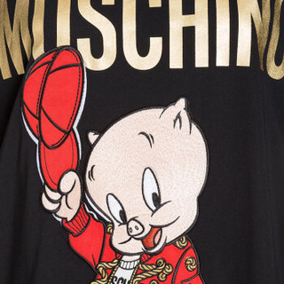 MOSCHINO 莫斯奇诺 限量经典系列生肖款圆领短袖T恤衫 女款 黑色 S码 D1A0779 1040 1555 S