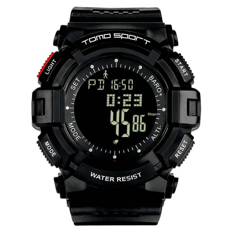 天摩(TOMO)手表尖峰升级版系列电子男士登山跑步运动表T102B03 黑底单红键