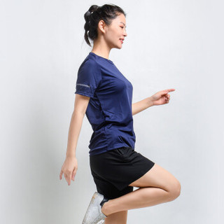 净潮 运动T恤男夏宽松篮球跑步马拉松训练服健身速干休闲瑜伽女上衣可定制 JNZ9008-深蓝色-短袖T恤-3XL