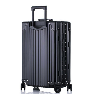奢选SHEXUAN 行李箱铝镁合金24英寸男女旅行箱商务出差拉杆箱飞机轮静音TSA密码箱大容量 7028尊贵黑