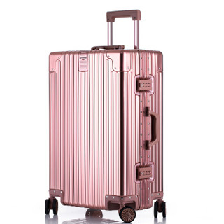 奢选SHEXUAN 行李箱铝镁合金29英寸男女旅行箱商务出差拉杆箱飞机轮静音TSA密码箱大容量 7028玫瑰金