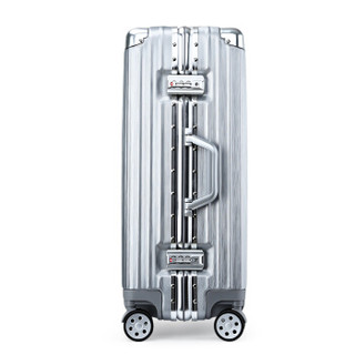 奢选SHEXUAN 铝框26英寸万向轮拉杆箱旅行箱男女防刮拉丝复古行李箱 7022奢华银
