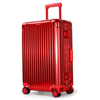 奢选SHEXUAN 行李箱结婚男女20英寸铝镁合金拉杆箱商务出差密码箱登机出国旅行箱飞机轮 810红色