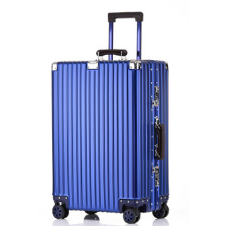 奢选SHEXUAN 铝镁合金行李箱24英寸出差出游拉杆箱飞机轮出国旅游旅行箱TSA密码箱大容量 905蓝色