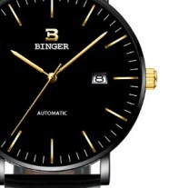 宾格（BINGER）手表男机械表全自动腕表 进口机芯 5081全黑皮 42mm 黑色 不锈钢 黑色 牛皮