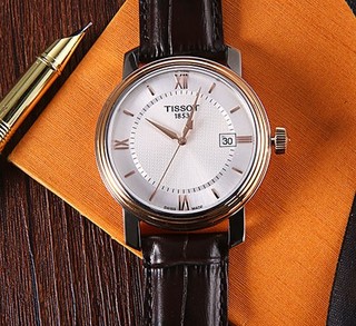 TISSOT 天梭 港湾系列 T097.410.26.038.00 男士石英腕表 40mm  银色 不锈钢镀金 棕色 皮质