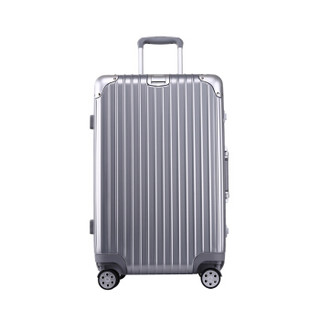 奢选SHEXUAN 铝框拉杆箱加厚款行李箱20英寸男女万向轮旅行箱密码登机箱 1701银色