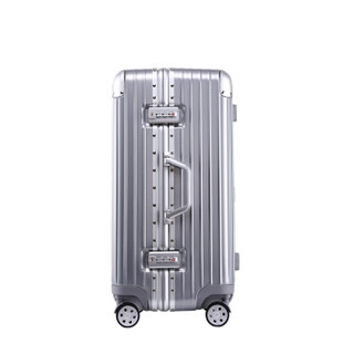奢选SHEXUAN 铝框拉杆箱加厚款行李箱26英寸男女万向轮旅行箱密码托运箱 1701银色