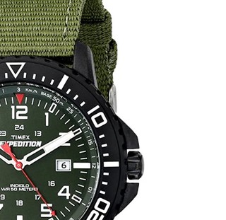 TIMEX 天美时 T49944 户外系列 男款石英腕表 45mm 绿色 绿色 帆布