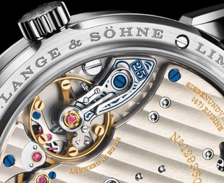 A. LANGE & SÖHNE 朗格 192.066 男士腕表 38.5mm 白色 白金 蓝色 皮质