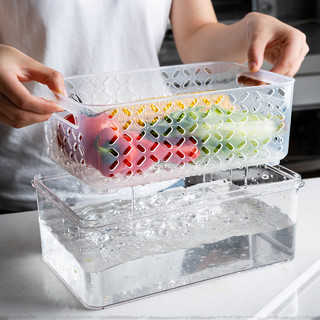 摩登主妇冰箱食品收纳盒透明分隔饺子保鲜盒水果蔬菜带盖盒子多层