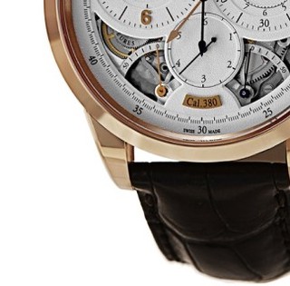 JAEGER-LECOULTRE 积家 Duomètre双翼系列 Q6012521 男士机械手表 42mm 银盘 棕色皮革表带 圆形