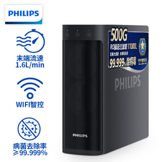 飞利浦（PHILIPS）小方盒SRO500净水器 厨房家用直饮RO反渗透纯水机 500G大通量净水机 AUT2037