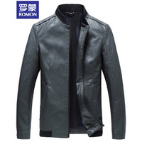 罗蒙(ROMON)仿皮皮衣男2019秋季新款潮流时尚休闲修身立领皮夹克外套男 8JK981805 灰色 185/XXL