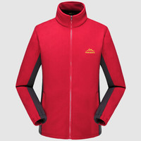 富铤(FORTEI)棉衣男棉服2019秋冬新款抓绒衣男女情侣款摇粒绒开衫保暖外套 W803 红色(男款) 5XL