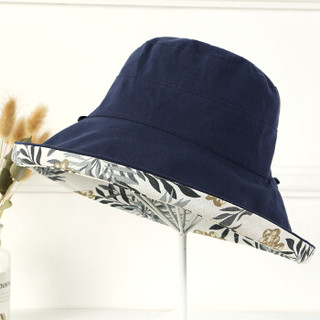 纪维希（Jiweixi）遮阳帽 女夏季大檐户外折檐双面防晒太阳帽骑行可折叠帽子 JWX153 藏青色