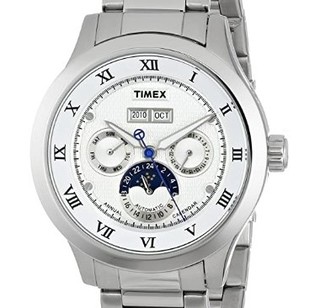 TIMEX 天美时 SL系列 T2N291AB 男士机械手表 42mm 白盘 银色不锈钢带 圆形