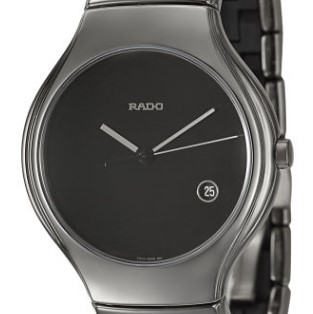 RADO 雷达 True真系列 R27654152 男士石英手表 40mm 黑盘 银色陶瓷表带 圆形