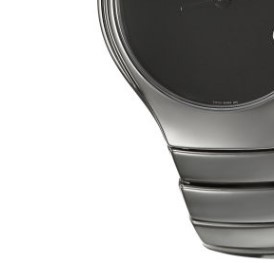 RADO 雷达 True真系列 R27654152 男士石英手表 40mm 黑盘 银色陶瓷表带 圆形