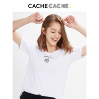 CacheCache纯棉t恤女装2019新款潮夏古着感少女上衣港味印花短袖