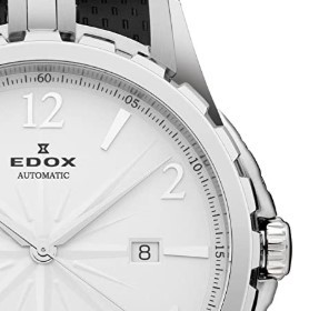 EDOX 依度 Grand Ocean系列 80077-3-ABN 男款机械表 45mm 银色 黑色 橡胶