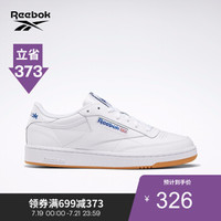 Reebok锐步男女休闲鞋CLUB C 85小白鞋情侣复古板鞋运动鞋AVL59 AR0459_白色/蓝色 42