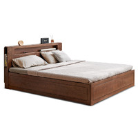 YESWOOD 源氏木语 实木床现代简约橡木1.5米1.8储物箱体床北欧卧室双人大床