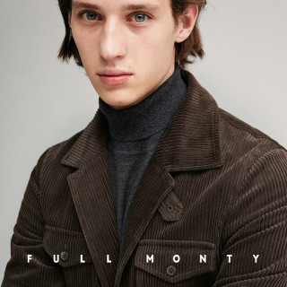 商品full monty巧克力色猎装进口纯棉粗灯芯绒腰带夹克男青年外套上衣