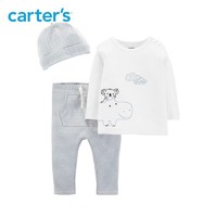 Carters冬季新款儿童套装可爱河马图案上下套装17577810A