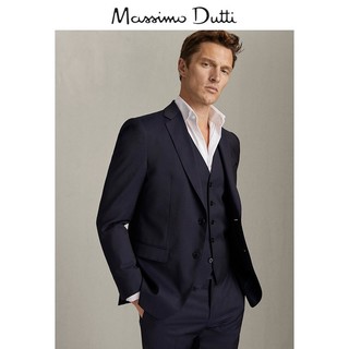 Massimo Dutti 男士羊毛修身西服外套02035270401 蓝色46