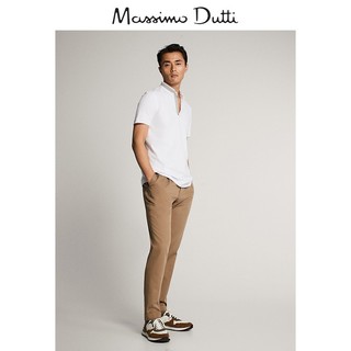 Massimo Dutti 男士棉质立领短袖POLO衫00758350250 白色M