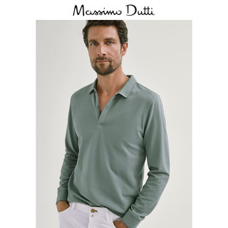 Massimo Dutti 男士棉质肯特领长袖POLO衫00701350525 绿色M