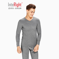 INTERIGHT 男士 50支【京舒棉】舒适轻柔V领秋衣秋裤 保暖内衣套装 麻灰色 XL码