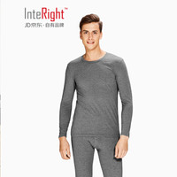 INTERIGHT 男士 50支【京舒棉】舒适轻柔圆领秋衣秋裤 保暖内衣套装 麻灰色 XL码