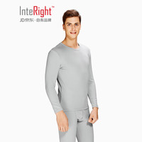 INTERIGHT 男士 50支【京舒棉】舒适轻柔圆领秋衣秋裤 保暖内衣套装 浅灰色 L码