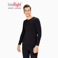 INTERIGHT 男士 50支【京舒棉】舒适轻柔圆领秋衣秋裤 保暖内衣套装 黑色 M码
